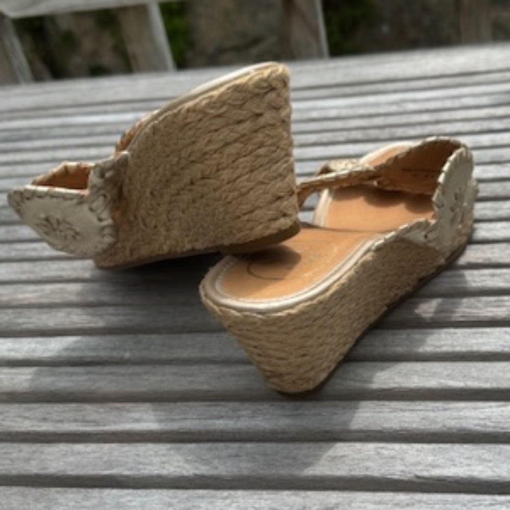 Jack Rogers Gold Braided Wedge Sandals - Picture 4 of 8